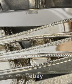 Vintage Viners Silver Plate EPNS Canteen Cutlery Bead Beaded Pattern 58 Pieces