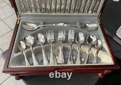 Vintage Viners Silver Plate EPNS Canteen Cutlery Bead Beaded Pattern 58 Pieces