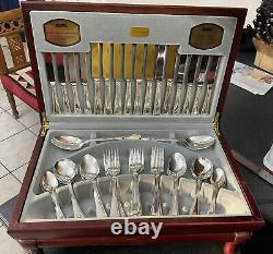 Vintage Viners Silver Plate EPNS Canteen Cutlery Bead Beaded Pattern 58 Pieces