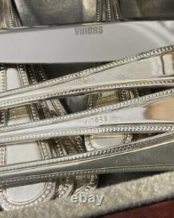 Vintage Viners Silver Plate EPNS Canteen Cutlery Bead Beaded Pattern 58 Pieces