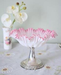 Vintage WMF Baby Pink Victoria Art Glass Silver Plate Centrepiece, Glass Compote