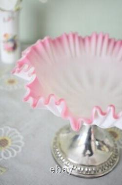 Vintage WMF Baby Pink Victoria Art Glass Silver Plate Centrepiece, Glass Compote