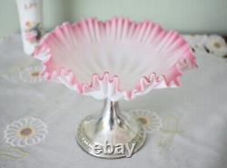 Vintage WMF Baby Pink Victoria Art Glass Silver Plate Centrepiece, Glass Compote