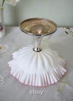 Vintage WMF Baby Pink Victoria Art Glass Silver Plate Centrepiece, Glass Compote