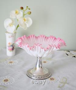 Vintage WMF Baby Pink Victoria Art Glass Silver Plate Centrepiece, Glass Compote