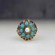 Vintage Wedding Antique Ring Lab Created Turquoise Pearl 14k Yellow Gold Plated