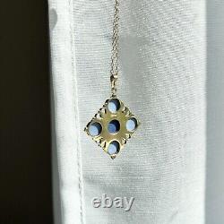 Vintage Wedgwood Jasperware Gilt Silver Daisy Necklace Pendant 18K Plated