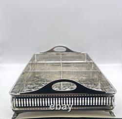 Vintage Wilcox Victorian Floral Engraved Narrow Silver Plated Trinket Dish