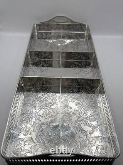 Vintage Wilcox Victorian Floral Engraved Narrow Silver Plated Trinket Dish