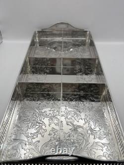 Vintage Wilcox Victorian Floral Engraved Narrow Silver Plated Trinket Dish