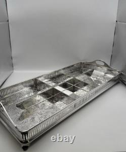 Vintage Wilcox Victorian Floral Engraved Narrow Silver Plated Trinket Dish