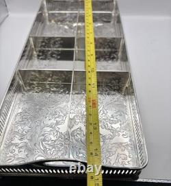 Vintage Wilcox Victorian Floral Engraved Narrow Silver Plated Trinket Dish