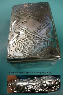 Vintage coromandel travelling sterling & plated silver jewelry vanity box case