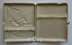 Vintage original UNUSED Russian BEAR Silver plated brass Cigarette case Russia 1