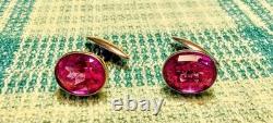 Vintage silver cufflinks in gold plated with corundum 875° with a star, USSR
