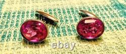 Vintage silver cufflinks in gold plated with corundum 875° with a star, USSR