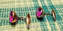 Vintage silver cufflinks in gold plated with corundum 875° with a star, USSR