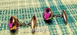 Vintage silver cufflinks in gold plated with corundum 875° with a star, USSR