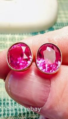 Vintage silver cufflinks in gold plated with corundum 875° with a star, USSR
