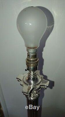Vintage silver plated heavy Corinthian column lamp light