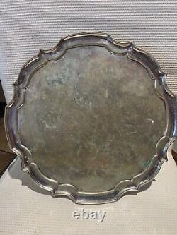 Vintage style Silver card plate 30.5cm & bowl 14cm for repair/scrap-hallmarked