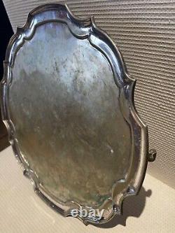 Vintage style Silver card plate 30.5cm & bowl 14cm for repair/scrap-hallmarked