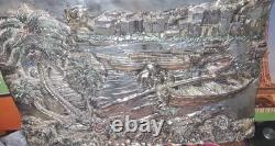 Vintage very HeavySOLID? Silver Plated ART landscape Sculpture Highly Detailed