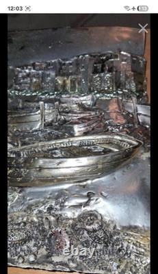 Vintage very HeavySOLID? Silver Plated ART landscape Sculpture Highly Detailed