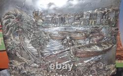 Vintage very HeavySOLID? Silver Plated ART landscape Sculpture Highly Detailed