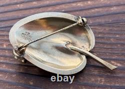 Volmer Bahner Gold Plated Sterling Silver White Enamel Calla Lily Leaf Brooch