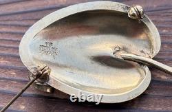 Volmer Bahner Gold Plated Sterling Silver White Enamel Calla Lily Leaf Brooch