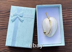 Volmer Bahner Gold Plated Sterling Silver White Enamel Calla Lily Leaf Brooch