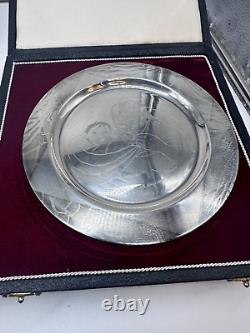 Vtg 70's Bonita Sterling Silver Mother's Day Plates Lot -2 Mexico Signed withBox