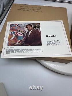Vtg 70's Bonita Sterling Silver Mother's Day Plates Lot -2 Mexico Signed withBox