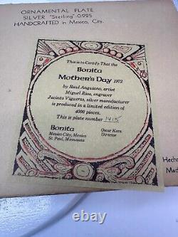 Vtg 70's Bonita Sterling Silver Mother's Day Plates Lot -2 Mexico Signed withBox