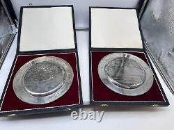 Vtg 70's Bonita Sterling Silver Mother's Day Plates Lot -2 Mexico Signed withBox