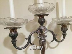 Vtg Baroque By Wallace Candelabra Pair Glass Drip Plates Original Fine MINT