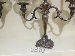 Vtg Baroque By Wallace Candelabra Pair Glass Drip Plates Original Fine MINT