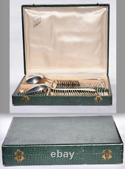 Vtg CHRISTOFLE JAPONAIS Silver Plate Cutlery Set/Canteen for 12 People + Extras