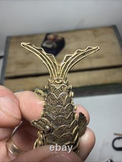 Vtg Chinese Silver Export Articulated Filigree Koi Fish Opening Gold Pendant
