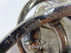 Vtg Denmark Brutalist Huge Tourmalinated Quartz Silver Plated Bold Cuff Bracelet