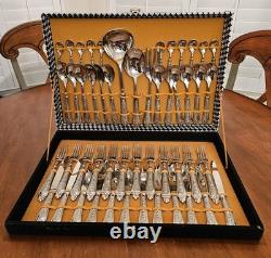 Vtg LBL Italian Silver-Plated EP Zinc Flatware Set (50 Pc) Italy Original Box