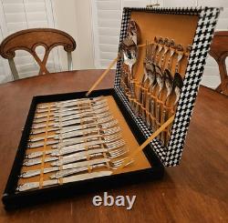 Vtg LBL Italian Silver-Plated EP Zinc Flatware Set (50 Pc) Italy Original Box