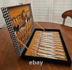 Vtg LBL Italian Silver-Plated EP Zinc Flatware Set (50 Pc) Italy Original Box