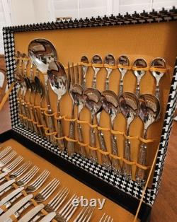 Vtg LBL Italian Silver-Plated EP Zinc Flatware Set (50 Pc) Italy Original Box