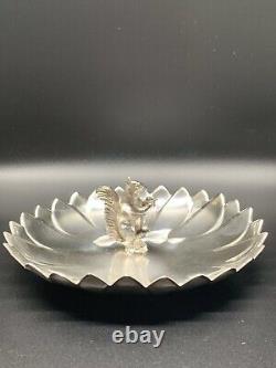 Vtg REED & BARTON Silver Plated Squirrel Ring Tray Dish L46