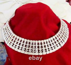 Vtg Runway Rare Napier Crystal Rhinestone Deco Silver Wide Collar Necklace Luxe