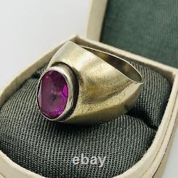 Vtg Russian Silver Ring Corund Size 8 Gold Plated 1960s USSR