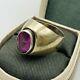 Vtg Russian Silver Ring Corund Size 8 Gold Plated 1960s USSR