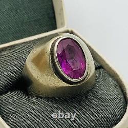 Vtg Russian Silver Ring Corund Size 8 Gold Plated 1960s USSR